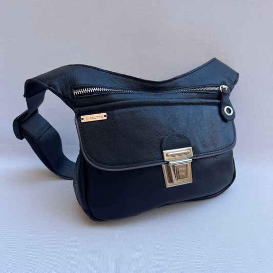 Special "Trencadis" Black &amp; Silver BioCuir® natural leather Unique Piece No. 13329