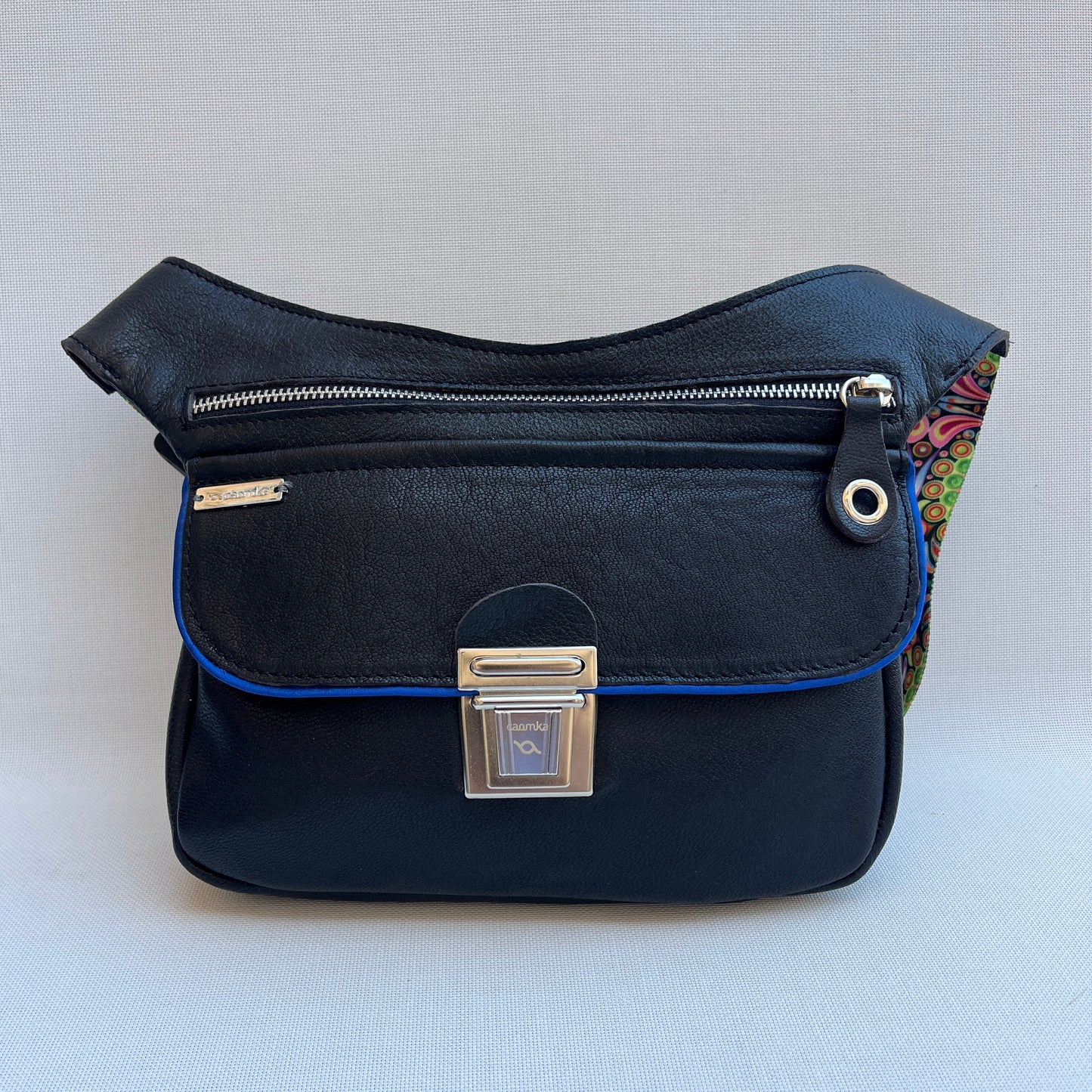 Special "Trencadis" Black &amp; Silver BioCuir® natural leather Unique Piece No. 13329