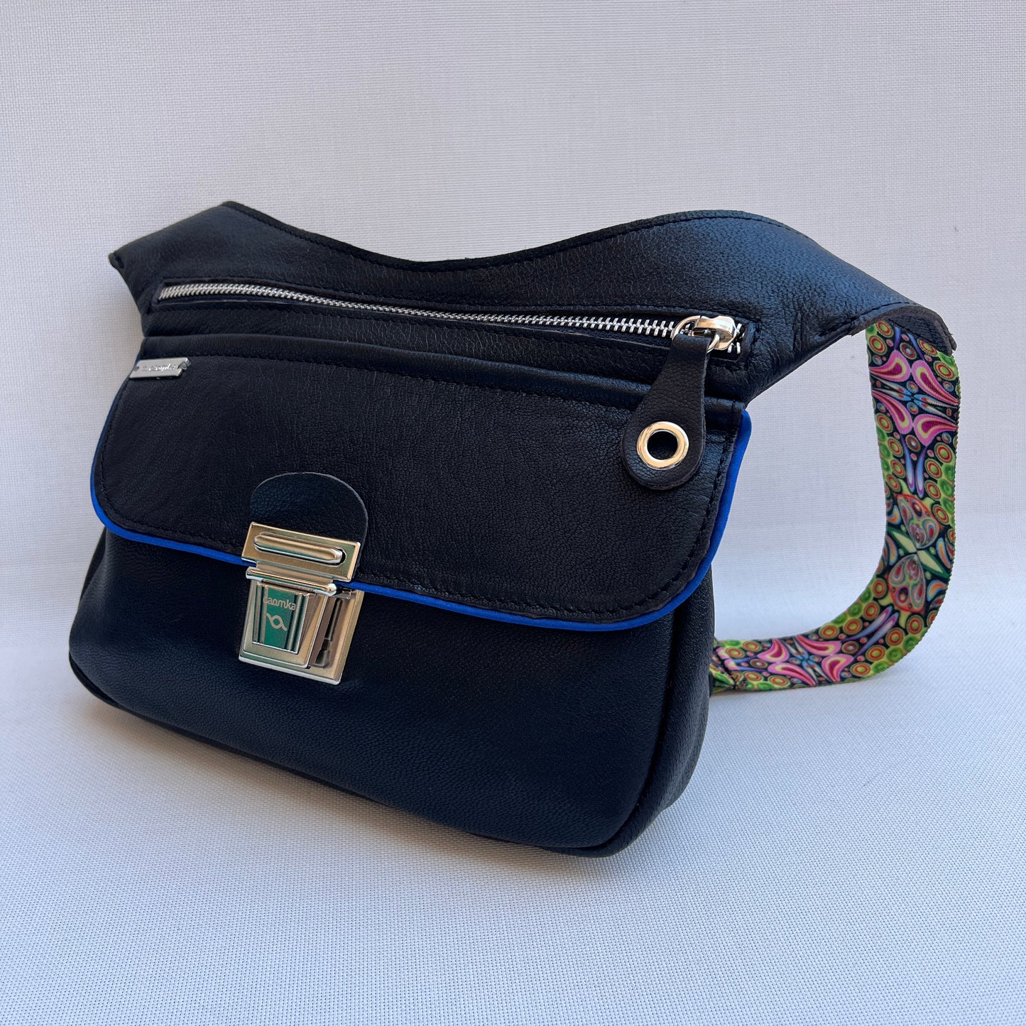 Special "Trencadis" Black &amp; Silver BioCuir® natural leather Unique Piece No. 13329