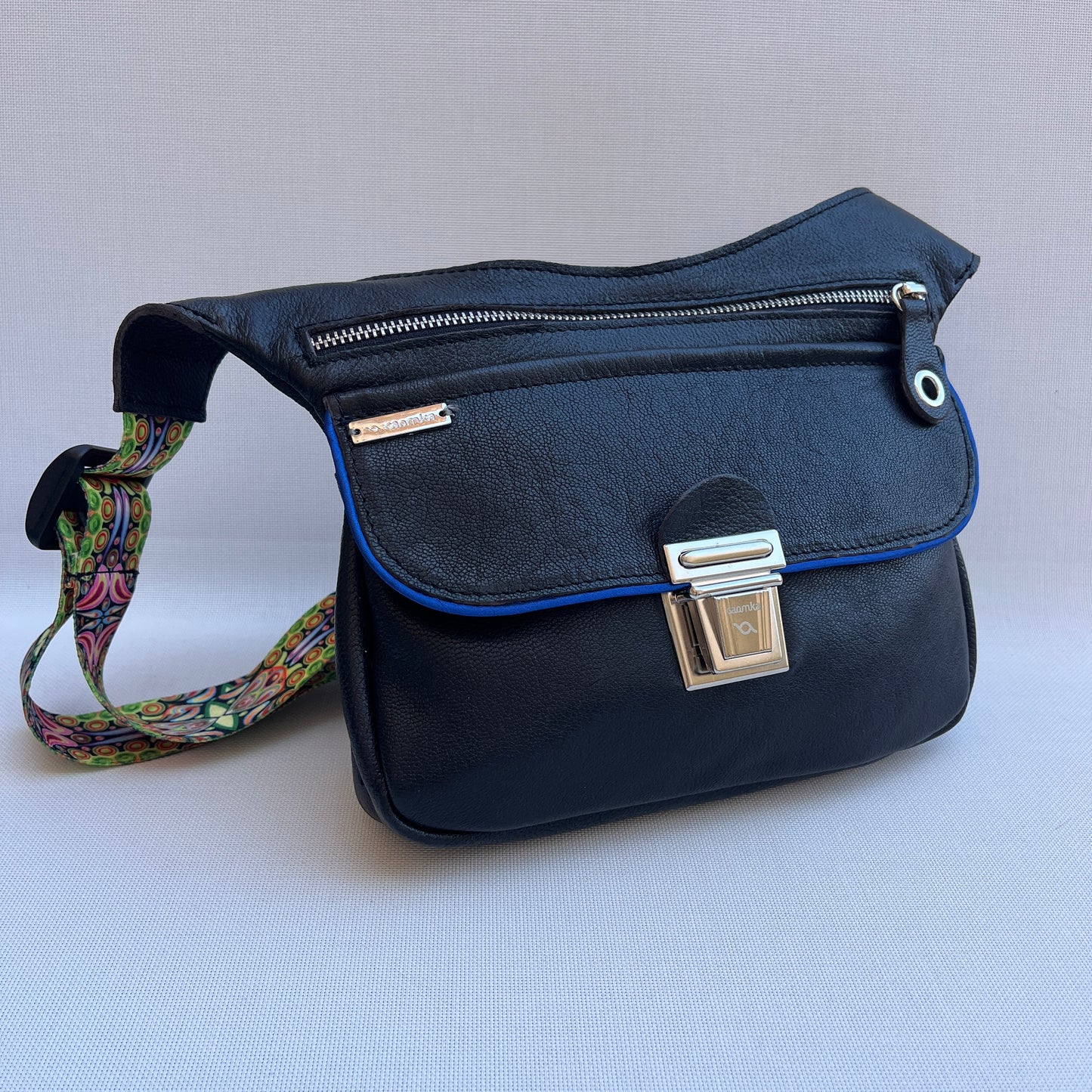 Special "Trencadis" Black &amp; Silver BioCuir® natural leather Unique Piece No. 13329
