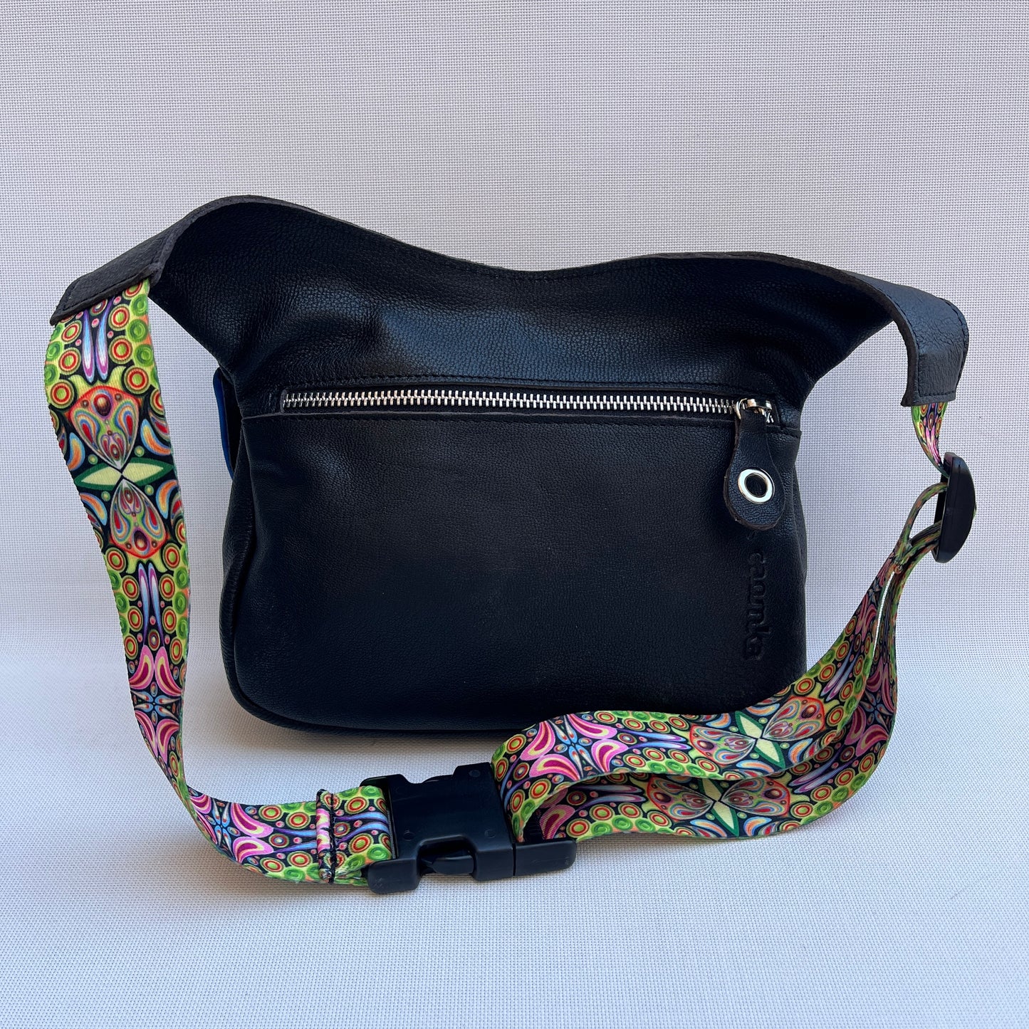 Special "Trencadis" Black &amp; Silver BioCuir® natural leather Unique Piece No. 13329