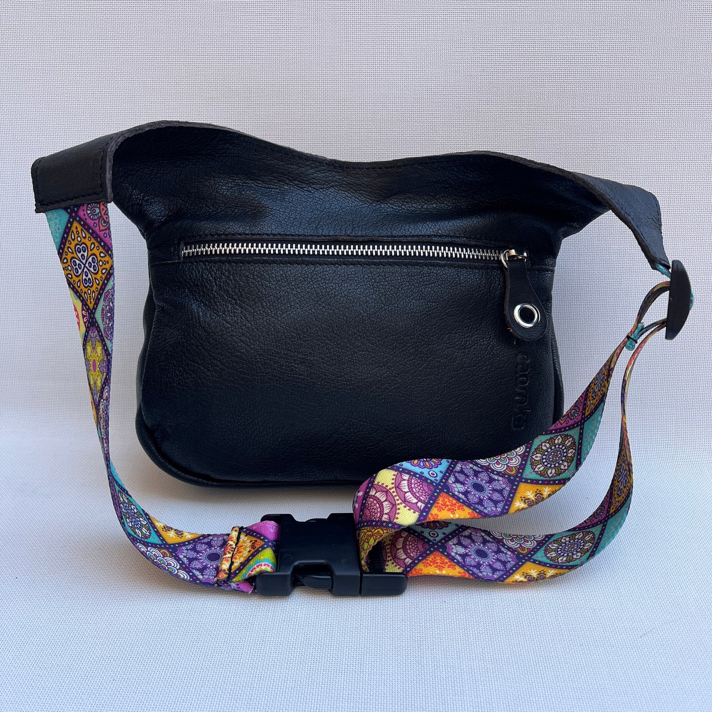 Summer Purple &amp; Mandalas BioCuir® natural leather Unique Piece No. 12009