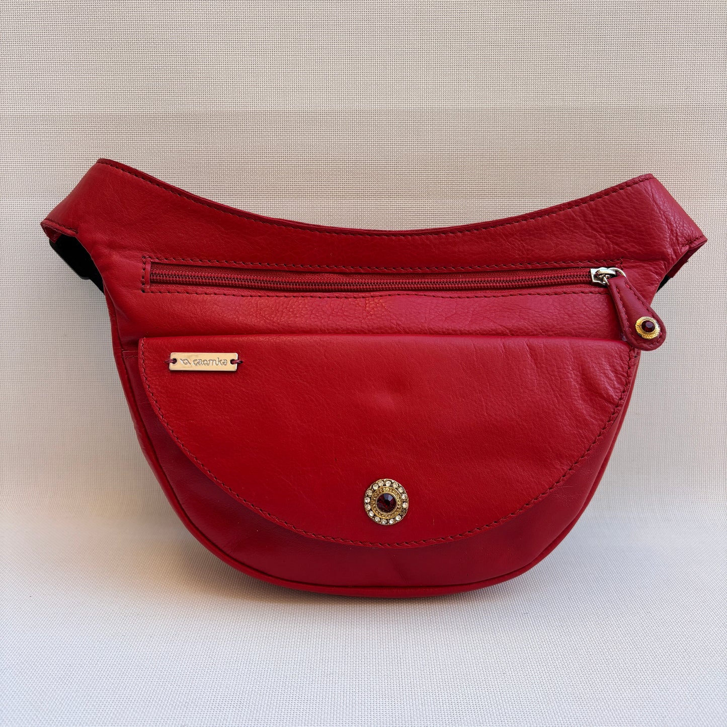 Riñonera Luna "Special Red Luxury" Silver· Piel · Pieza Exclusiva Núm. 18451