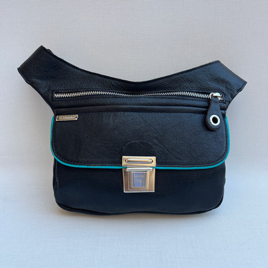Special "Trencadis" Black &amp; Silver BioCuir® natural leather Unique Piece No. 13329