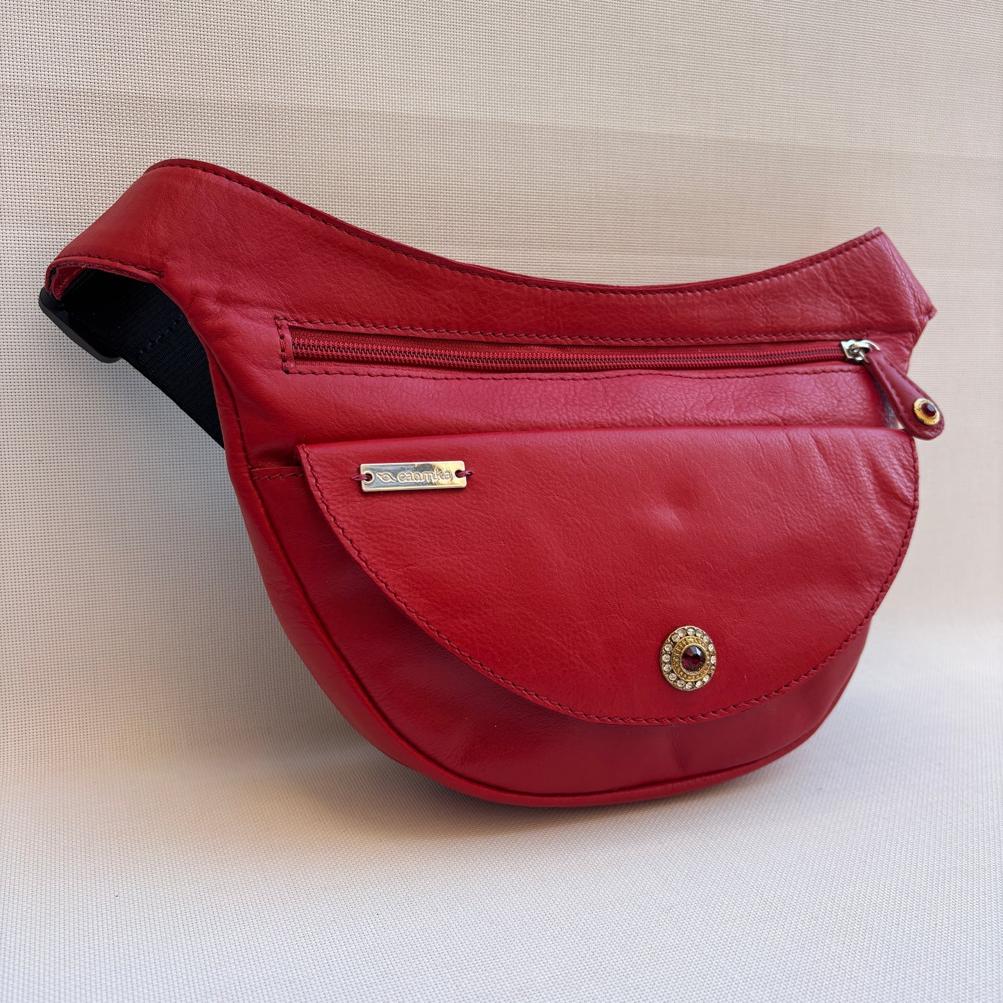 Riñonera Luna "Special Red Luxury" Silver· Piel · Pieza Exclusiva Núm. 18451