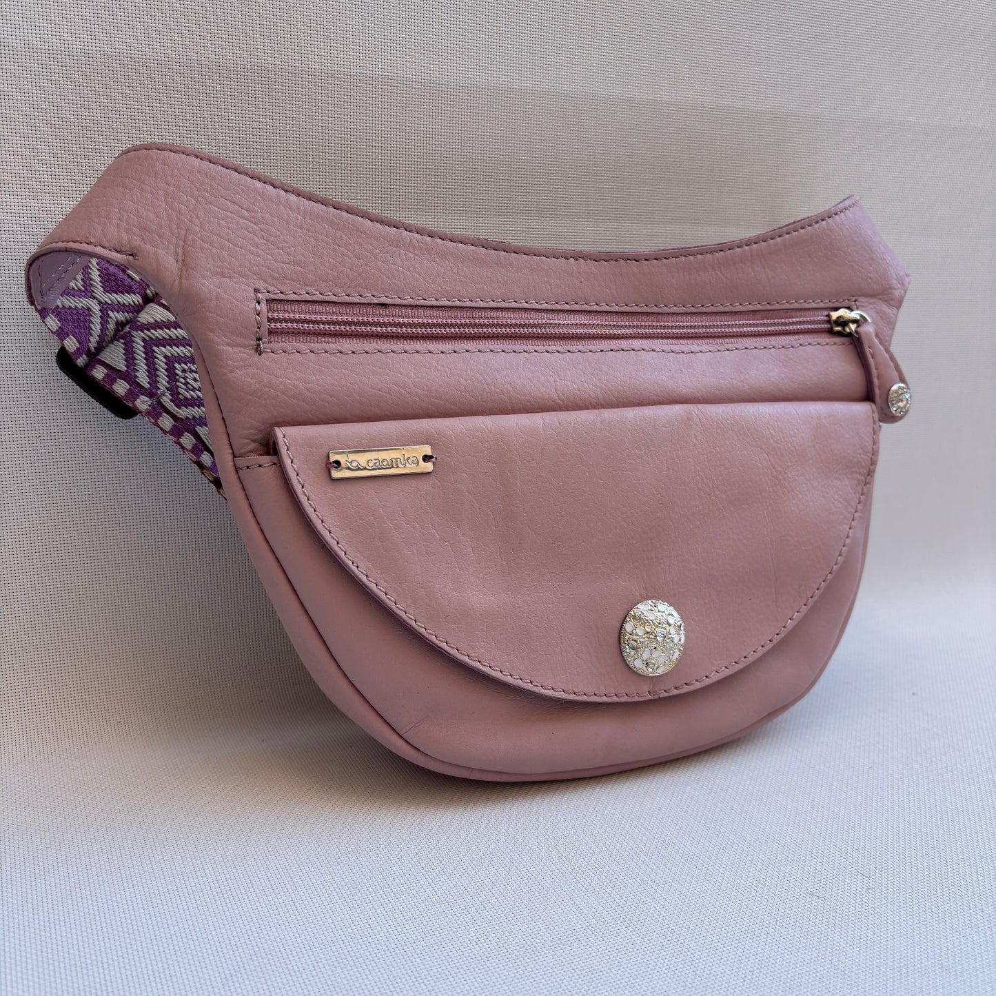 Riñonera Luna "Special Pink Luxury Top" Silver· Piel · Pieza Exclusiva Núm. 18458