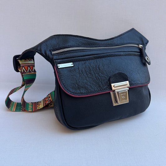 Special "Trencadis" Black &amp; Silver BioCuir® natural leather Unique Piece No. 13329