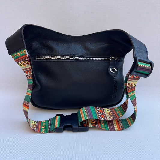 Special "Trencadis" Black &amp; Silver BioCuir® natural leather Unique Piece No. 13329