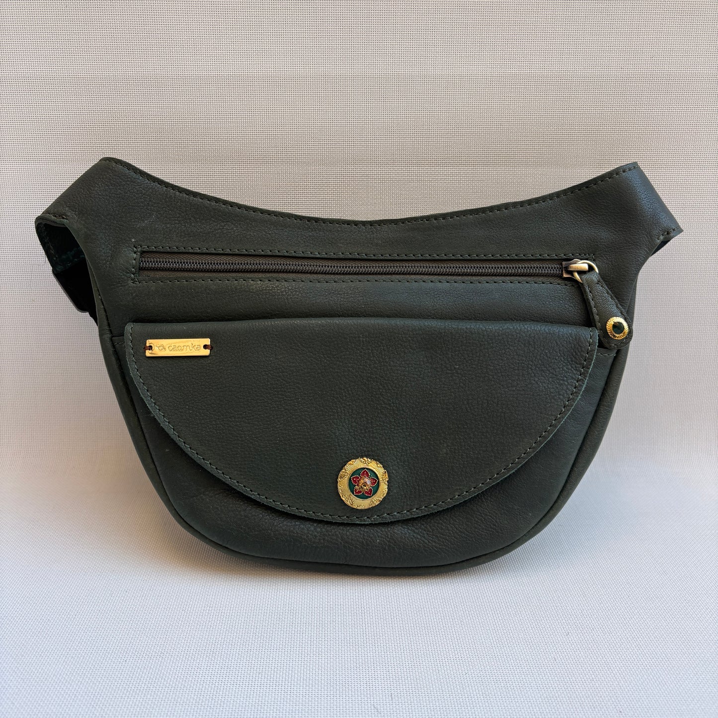 Riñonera Luna "Special Green Luxury" Old Gold · Piel · Pieza Exclusiva Núm. 18459