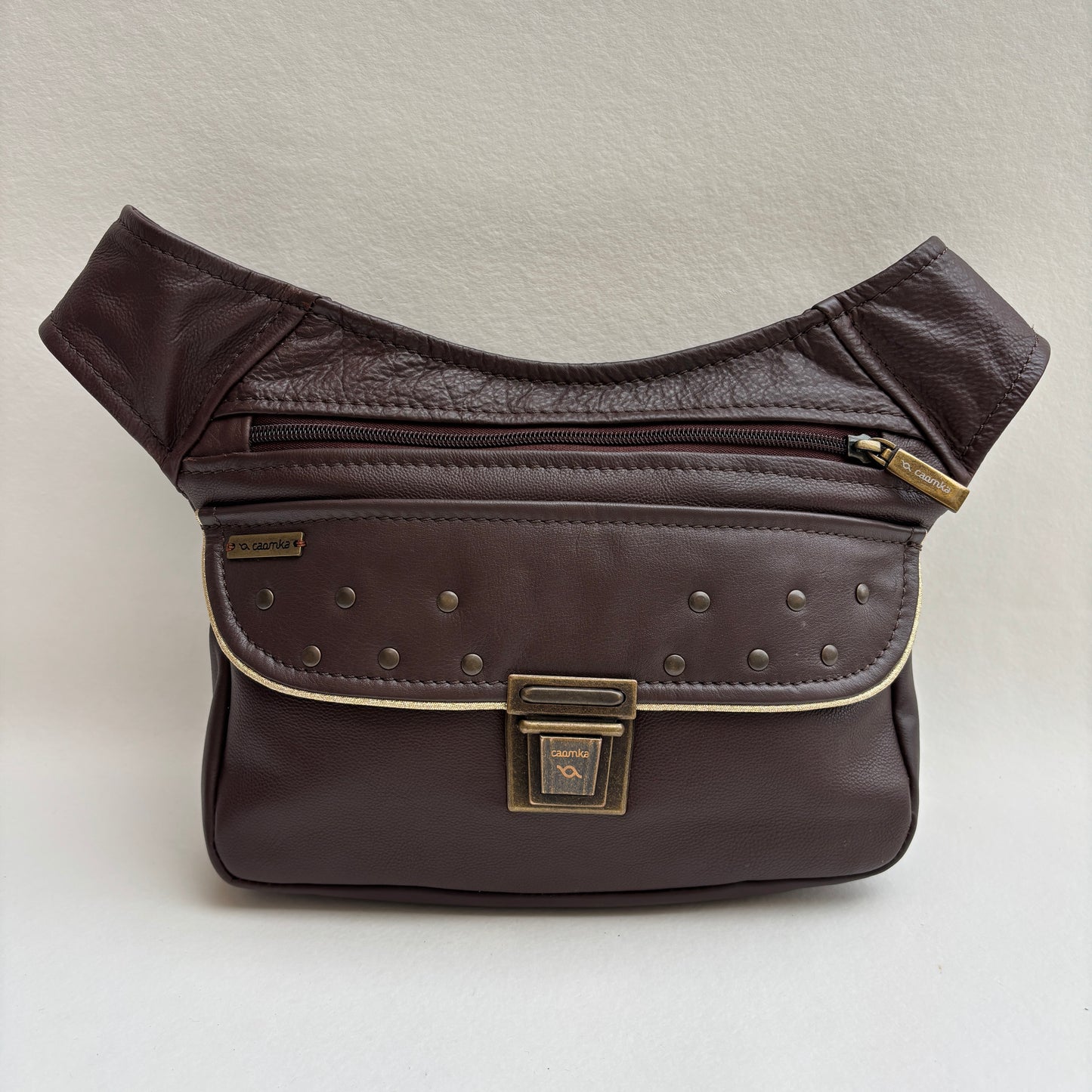 Riñonera "Premium Brown Top” + Bolsillo trasero · Piel · Pieza Única Núm. 19434
