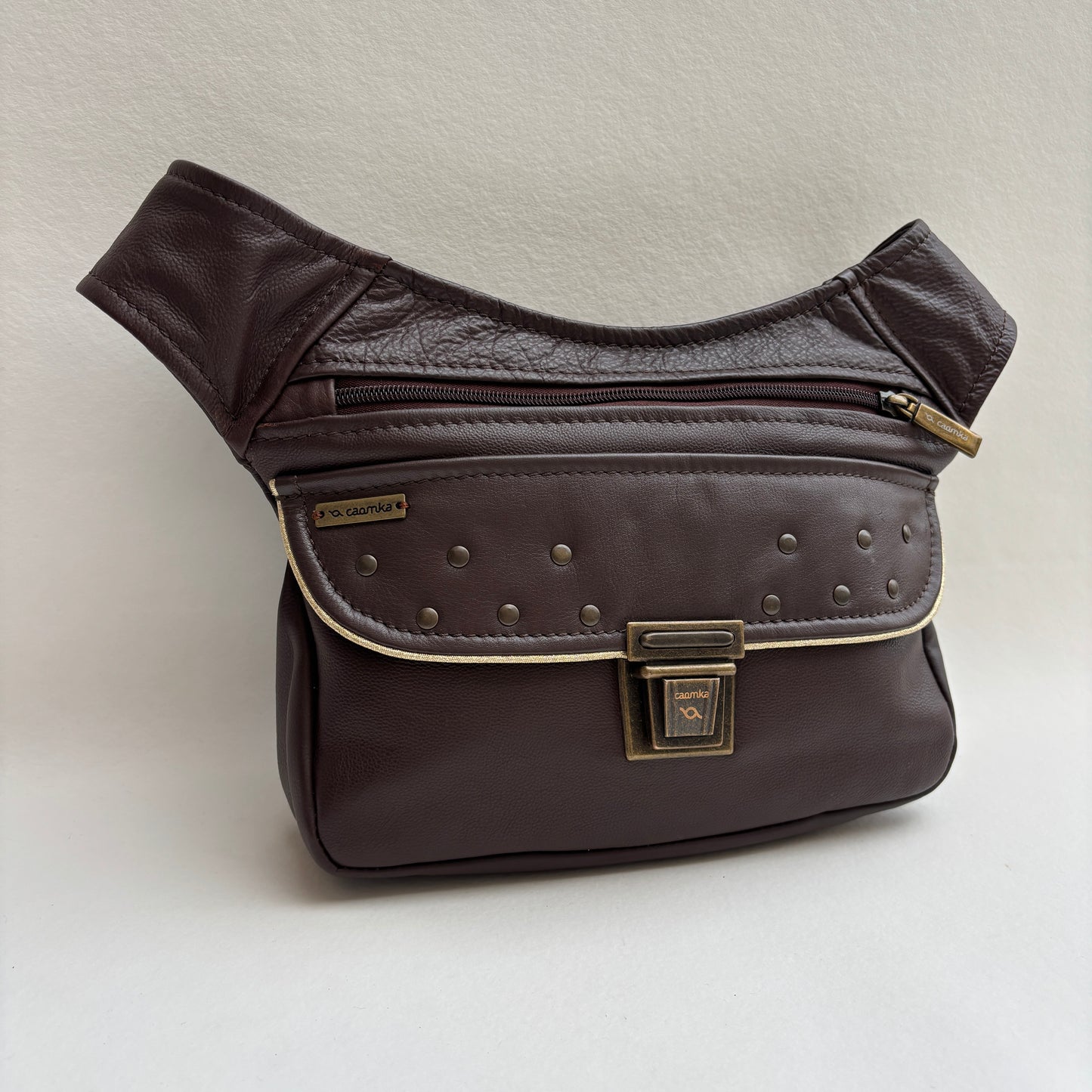 Riñonera "Premium Brown Top” + Bolsillo trasero · Piel · Pieza Única Núm. 19434