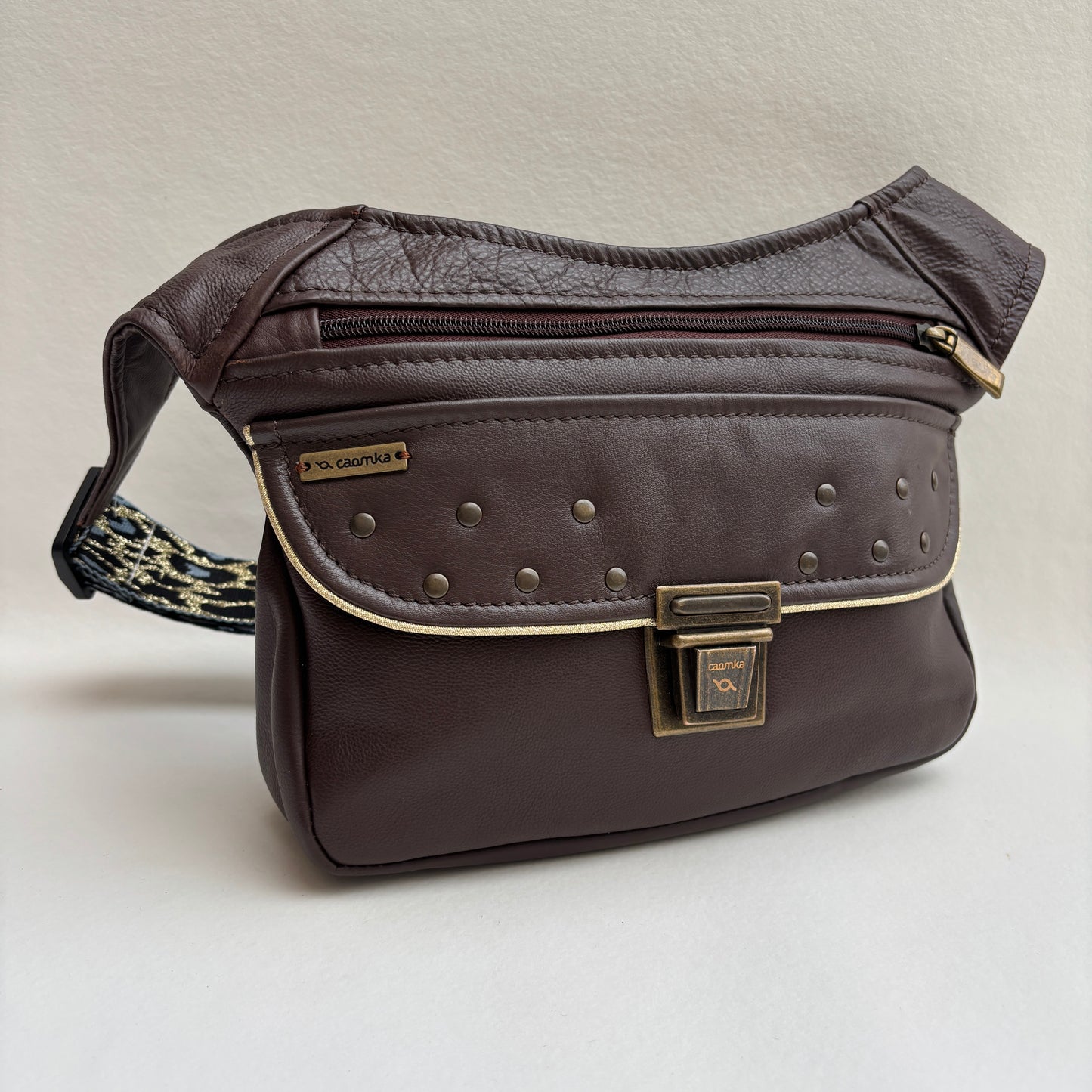 Riñonera "Premium Brown Top” + Bolsillo trasero · Piel · Pieza Única Núm. 19434