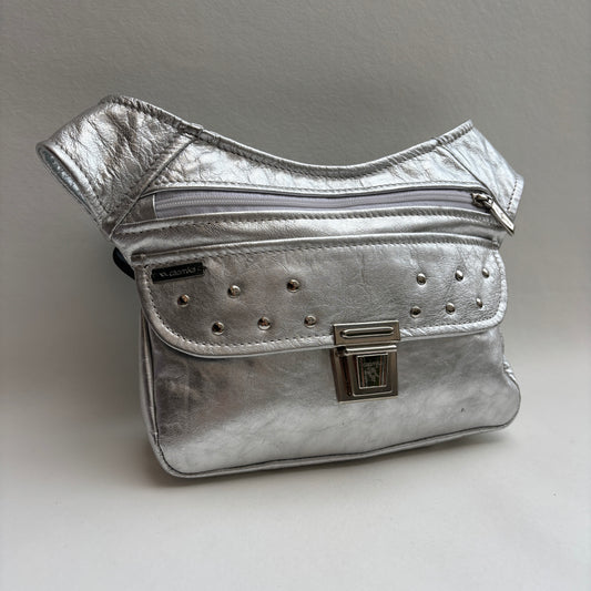 (-20% TARA) Riñonera "Premium Silvered Top” + Bolsillo trasero · Piel · Pieza Única Núm. 19431