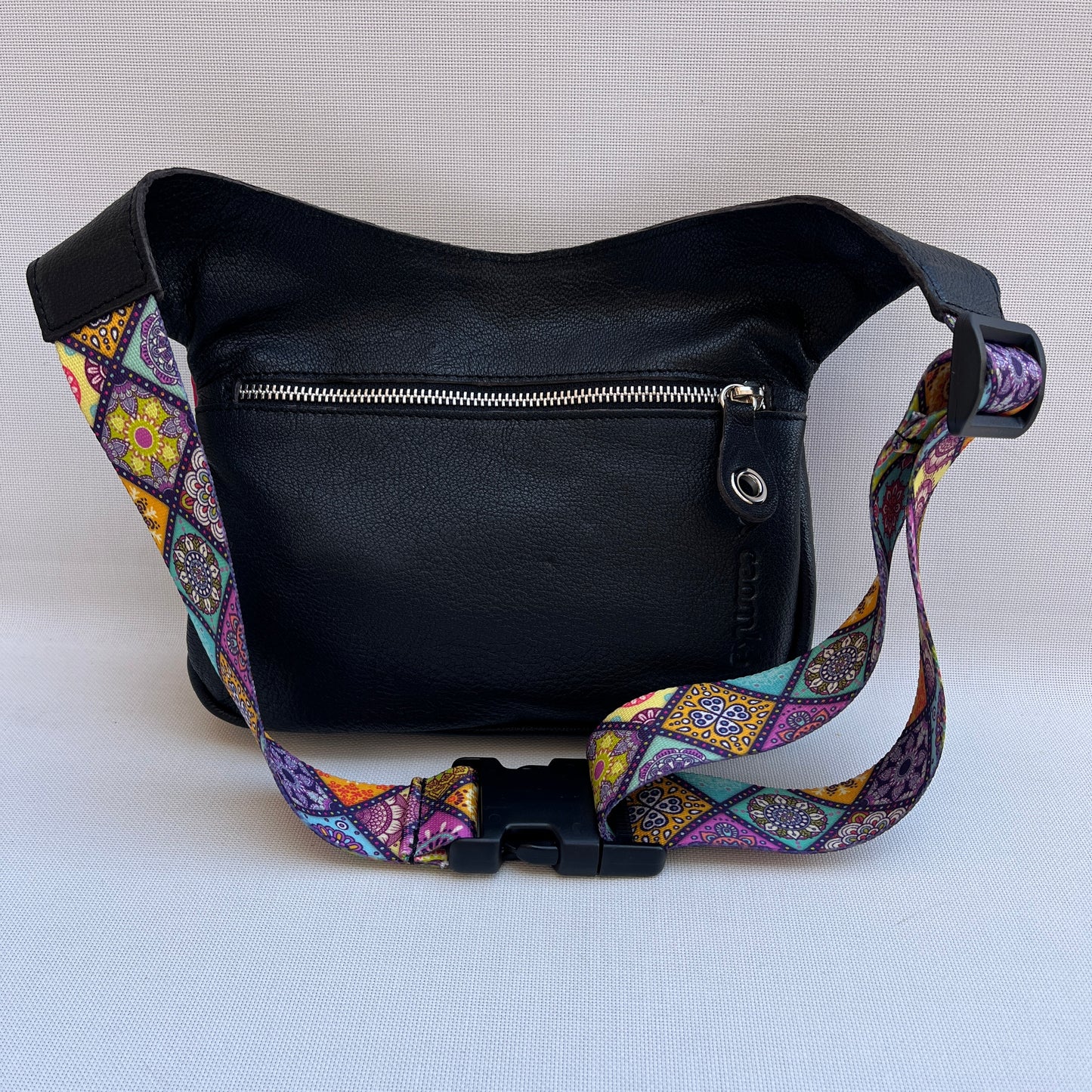 Summer Purple &amp; Mandalas BioCuir® natural leather Unique Piece No. 12009
