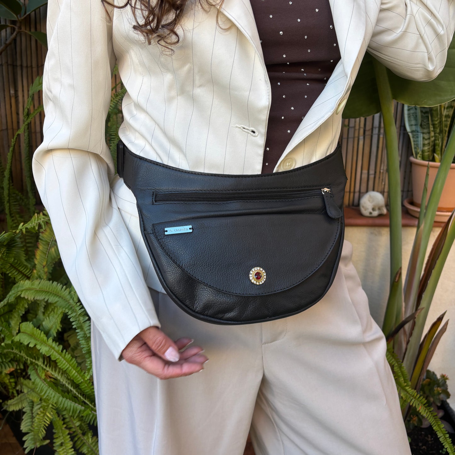 Riñonera Luna "Special Black Luxury" Silver · Piel · Pieza Exclusiva Núm. 18457