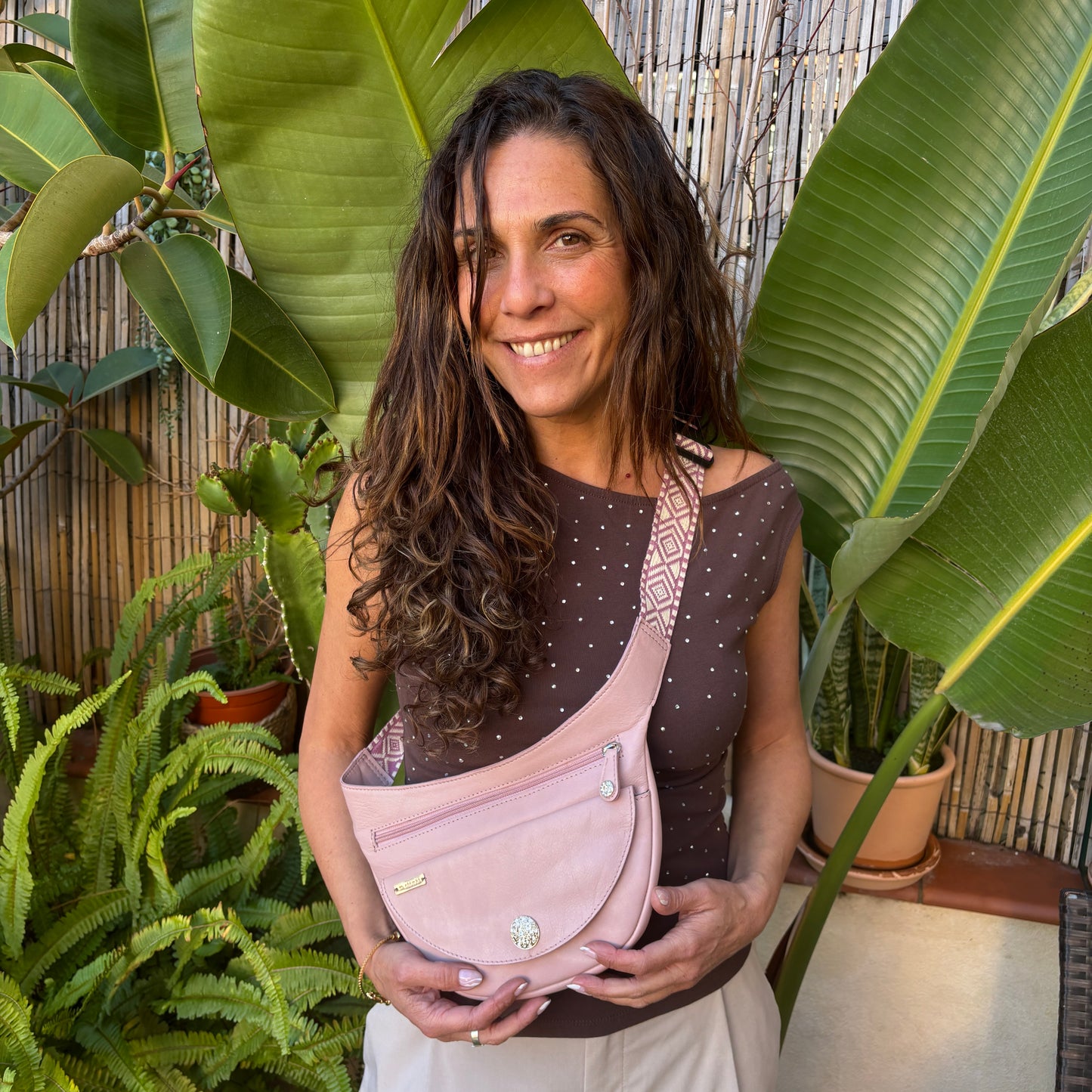 Riñonera Luna "Special Pink Luxury Top" Silver· Piel · Pieza Exclusiva Núm. 18458