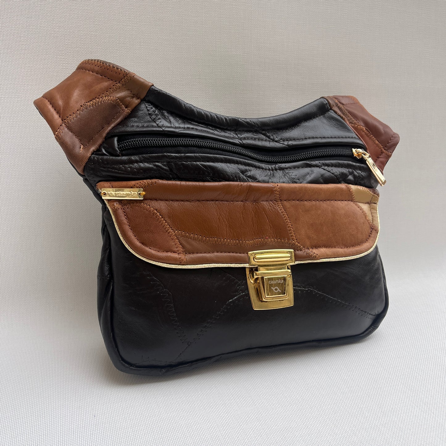 Patchwork Black/Brown Vintage & Golden · Piel / Cuero Vintage · Pieza Única Núm. 15362