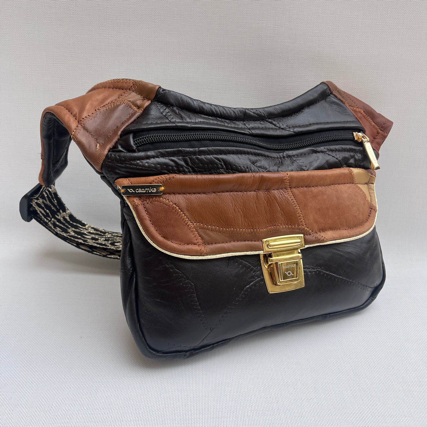 Patchwork Black/Brown Vintage & Golden · Piel / Cuero Vintage · Pieza Única Núm. 15362