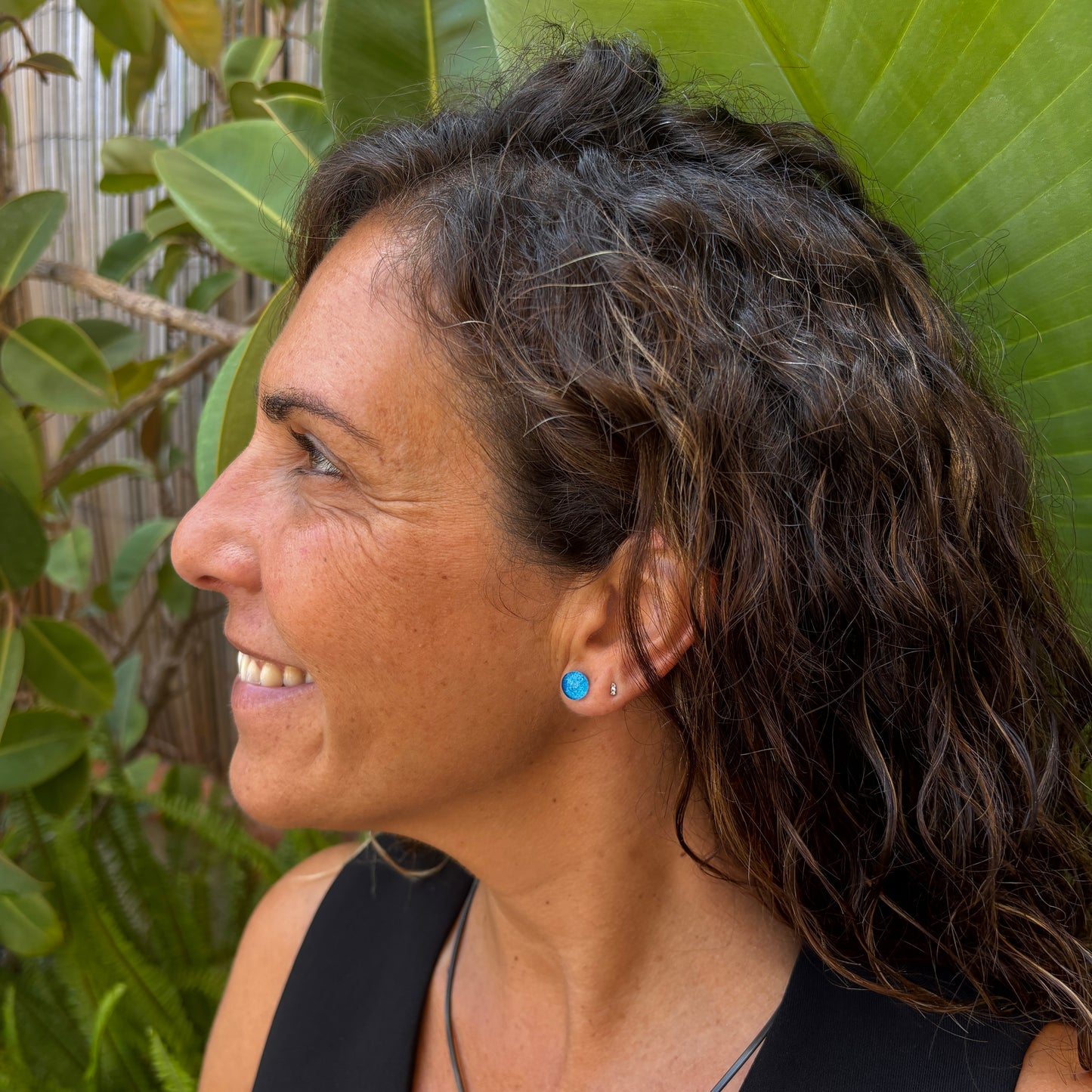 Pendientes doble sol  Sol Azul Mediterráneo – Vidrio fundido