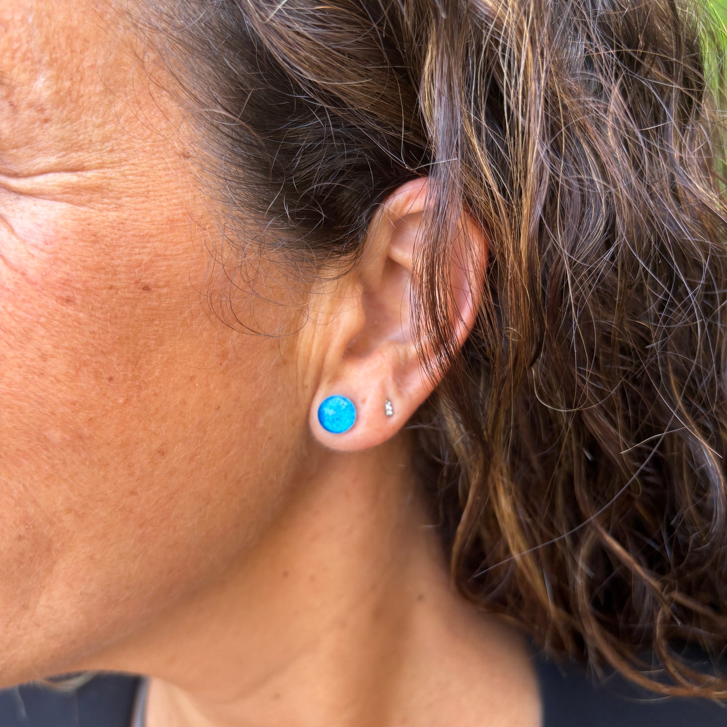 Pendientes doble sol  Sol Azul Mediterráneo – Vidrio fundido