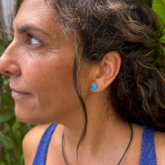 Pendientes doble sol  Sol Azul Mediterráneo – Vidrio fundido