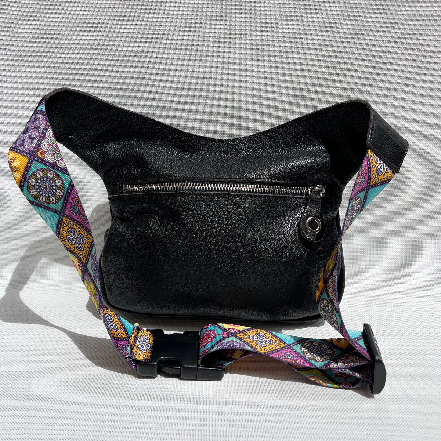 Summer Purple &amp; Mandalas BioCuir® natural leather Unique Piece No. 12009