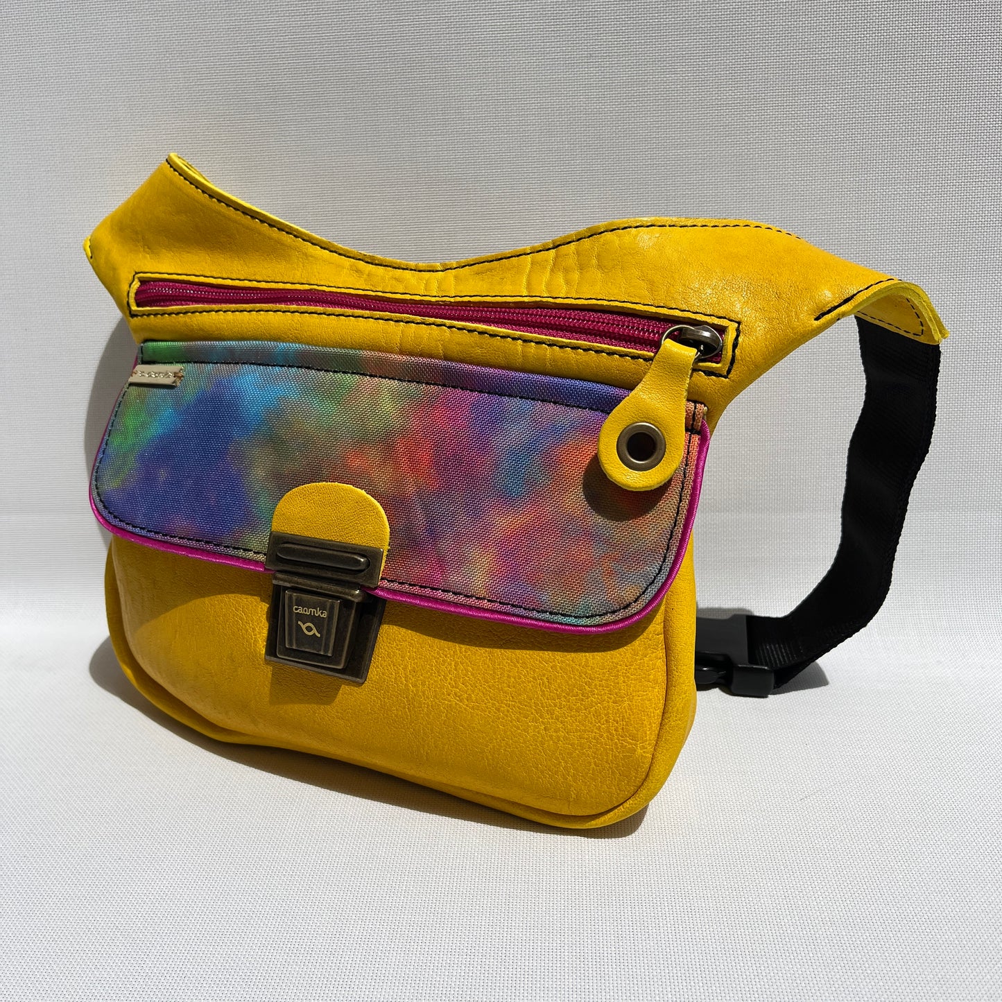 Special Fuchsia &amp; Old Gold BioCuir® natural leather Exclusive Piece No. 12109