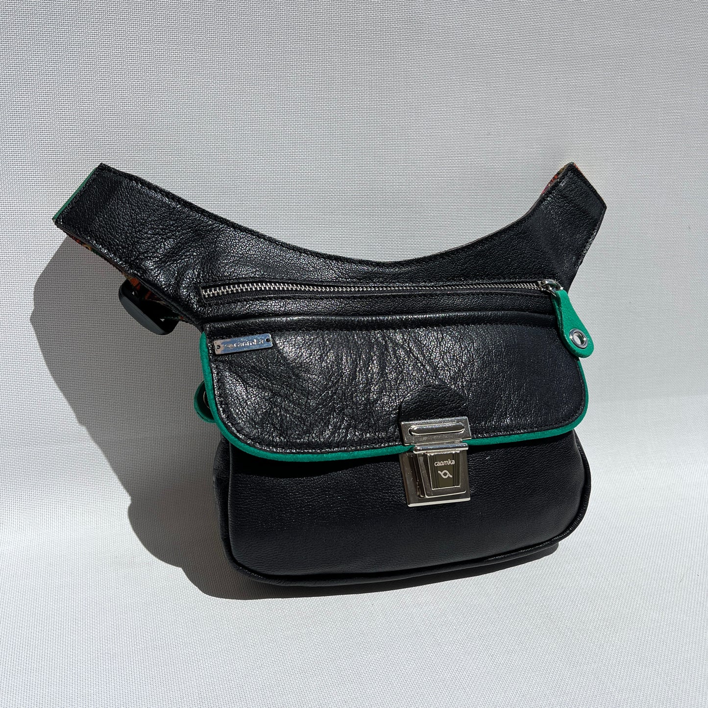 Special "Trencadis" Black &amp; Silver BioCuir® natural leather Unique Piece No. 13329