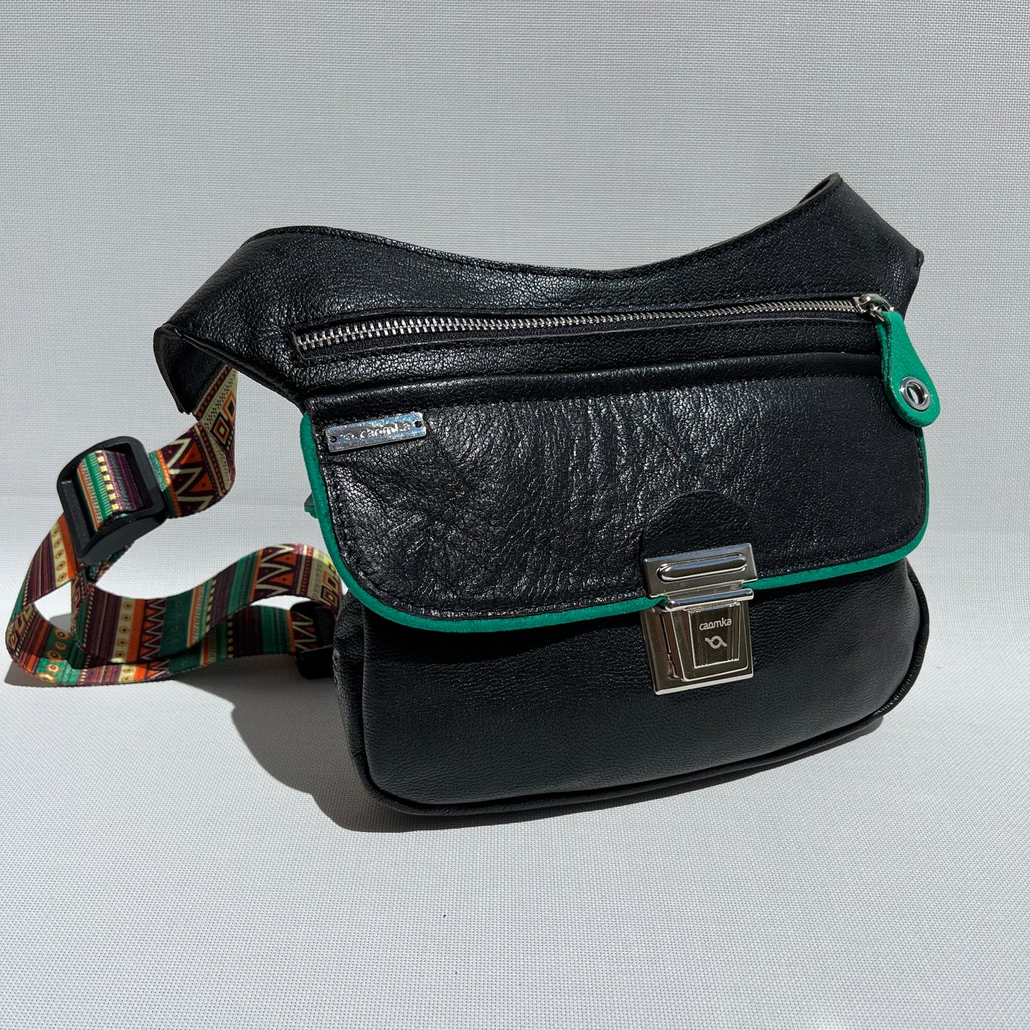 Special "Trencadis" Black &amp; Silver BioCuir® natural leather Unique Piece No. 13329