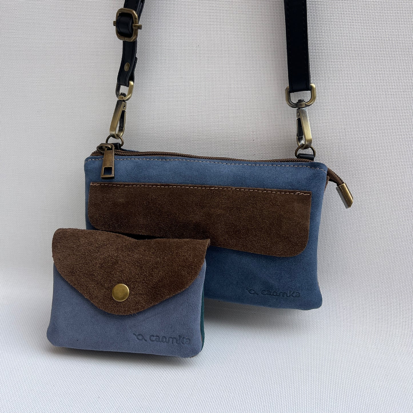 Riñonera multifunción NANO "Denim" · Piel Serraje · Pieza Exclusiva Núm. 14627