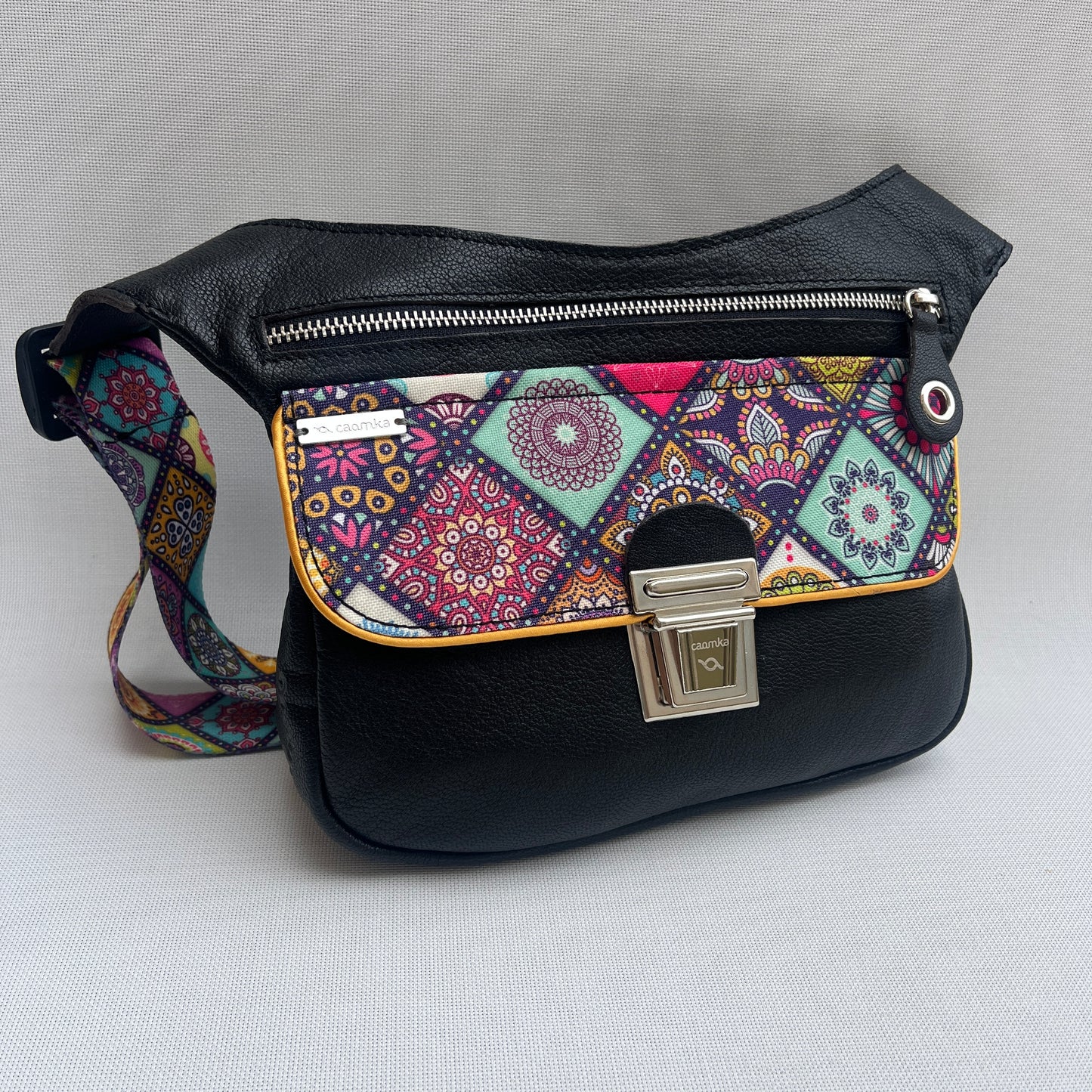 Summer Purple &amp; Mandalas BioCuir® Naturleder Einzelstück Nr. 12009