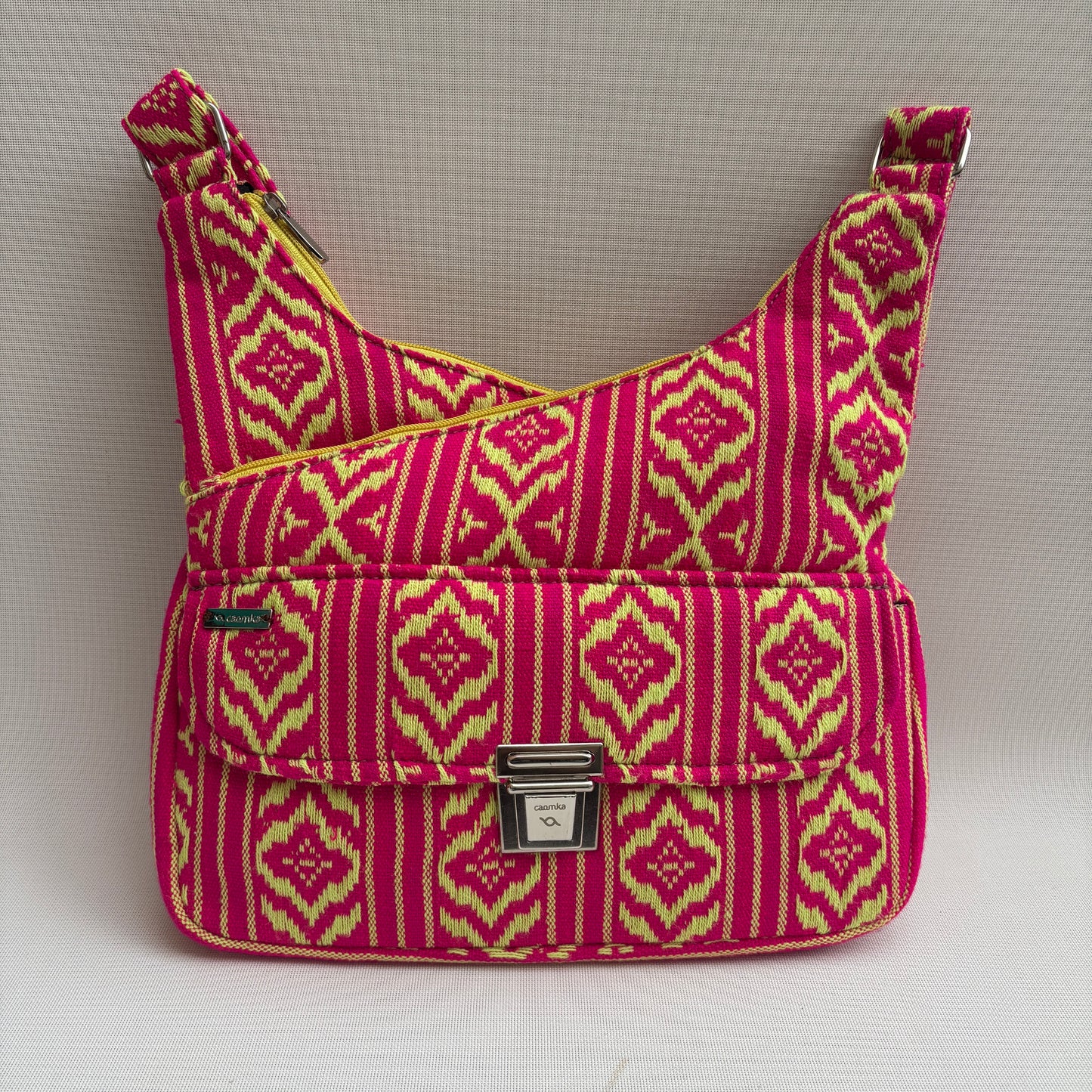 Bolso Bandolera Súper Caomka "Fuchsia Lime Power" · Pieza Única Núm. 18499
