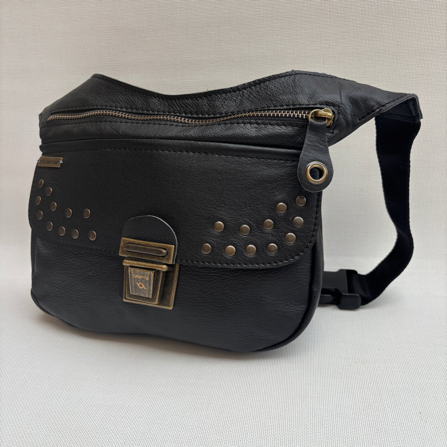 Riñonera "Premium Black & Old Gold" · Piel - Cuero · Pieza Exclusiva Núm. 16546