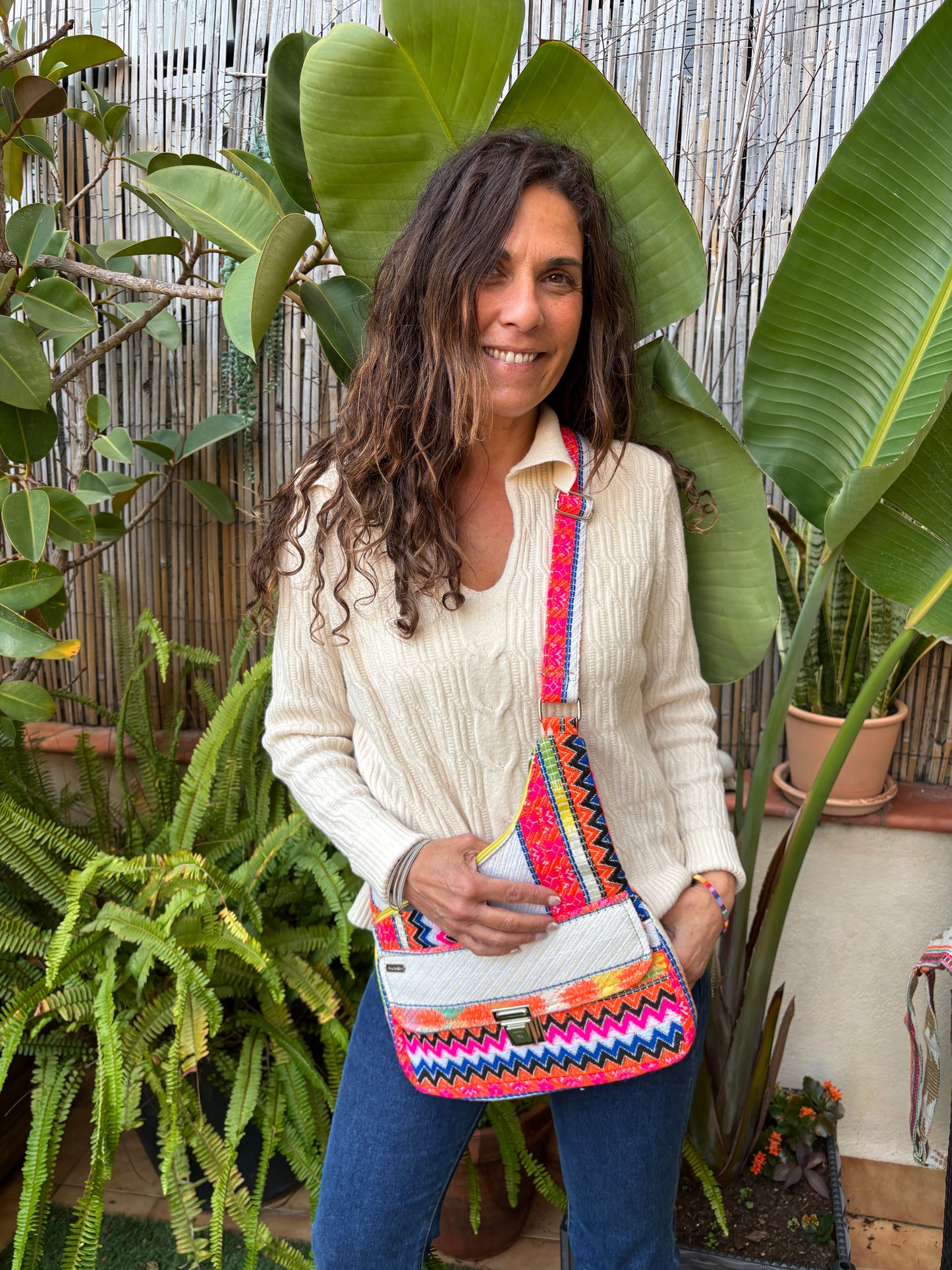 Bolso Bandolera Súper Caomka "Boho Sunset Cream" · Pieza Única Núm. 18498