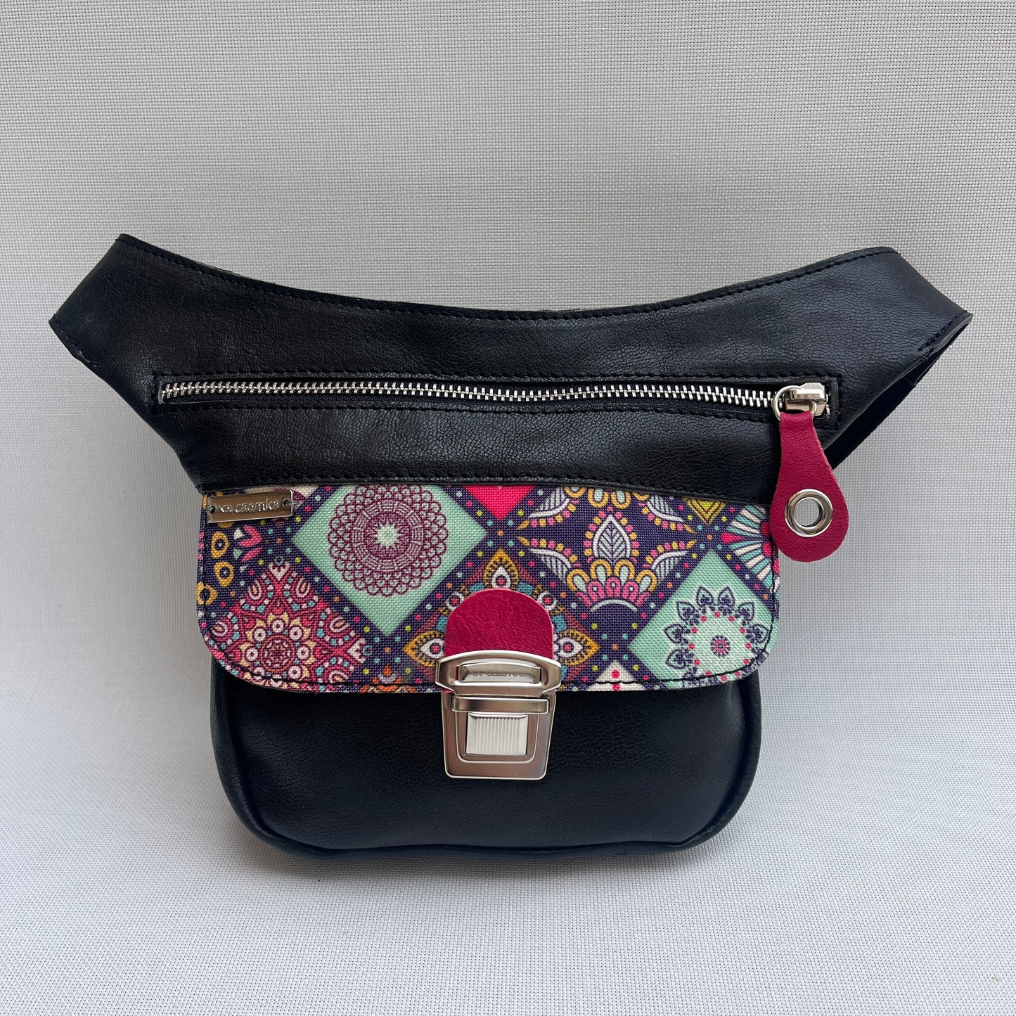Mini Black Mandalas & Silver · Piel natural BioCuir® · Pieza Única Núm. 13828