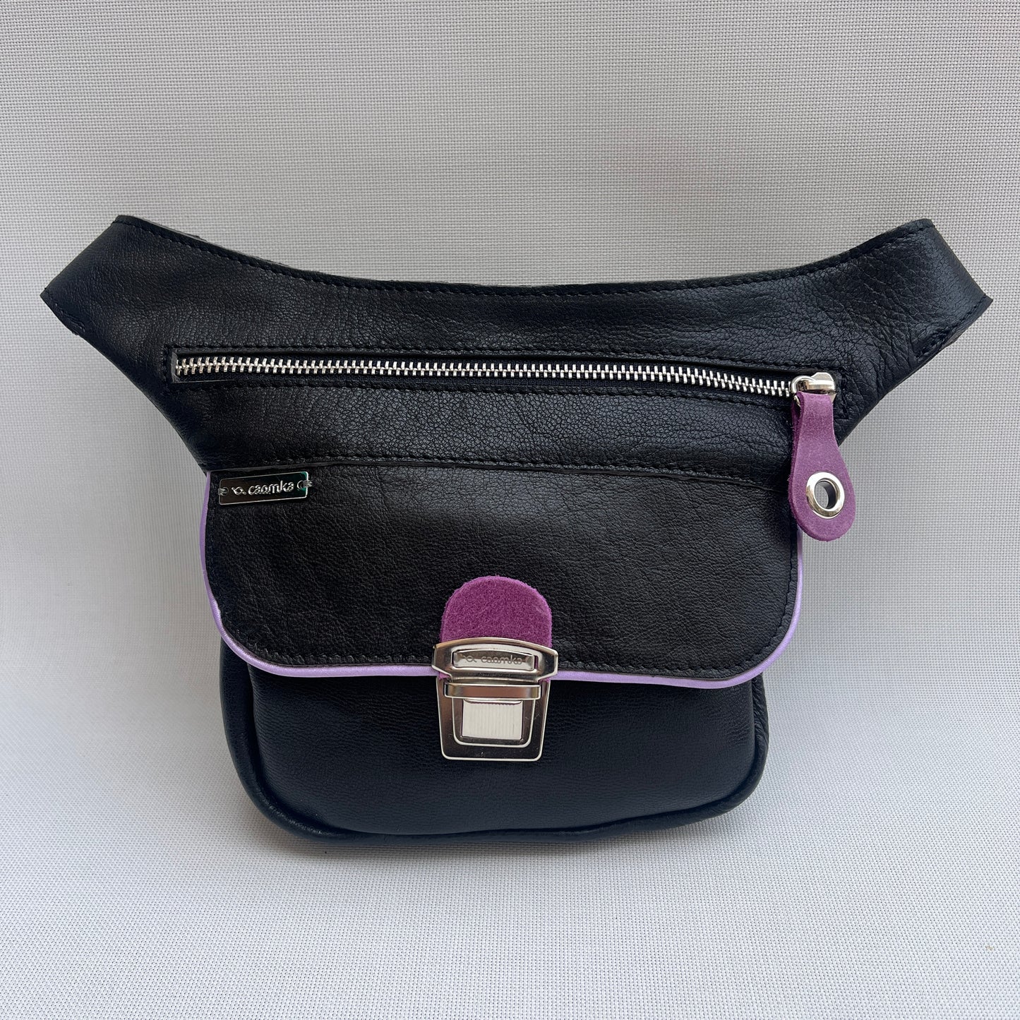 Mini Black &amp; Silver Natural BioCuir® Leather Exclusive Piece No. 11759