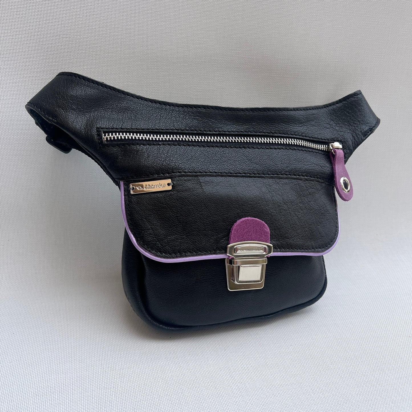 Mini Black &amp; Silver Natural BioCuir® Leather Exclusive Piece No. 11759