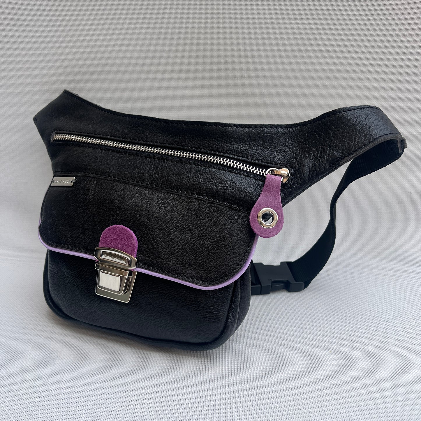 Mini Black &amp; Silver Natural BioCuir® Leather Exclusive Piece No. 11759