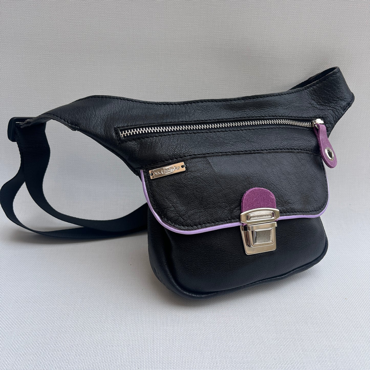 Mini Black &amp; Silver Natural BioCuir® Leather Exclusive Piece No. 11759