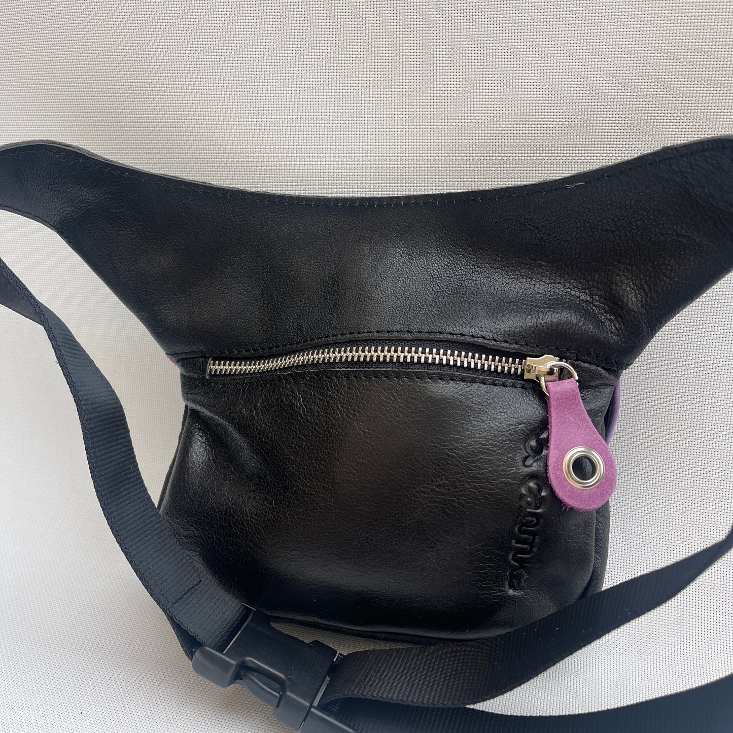 Mini Black &amp; Silver Natural BioCuir® Leather Exclusive Piece No. 11759
