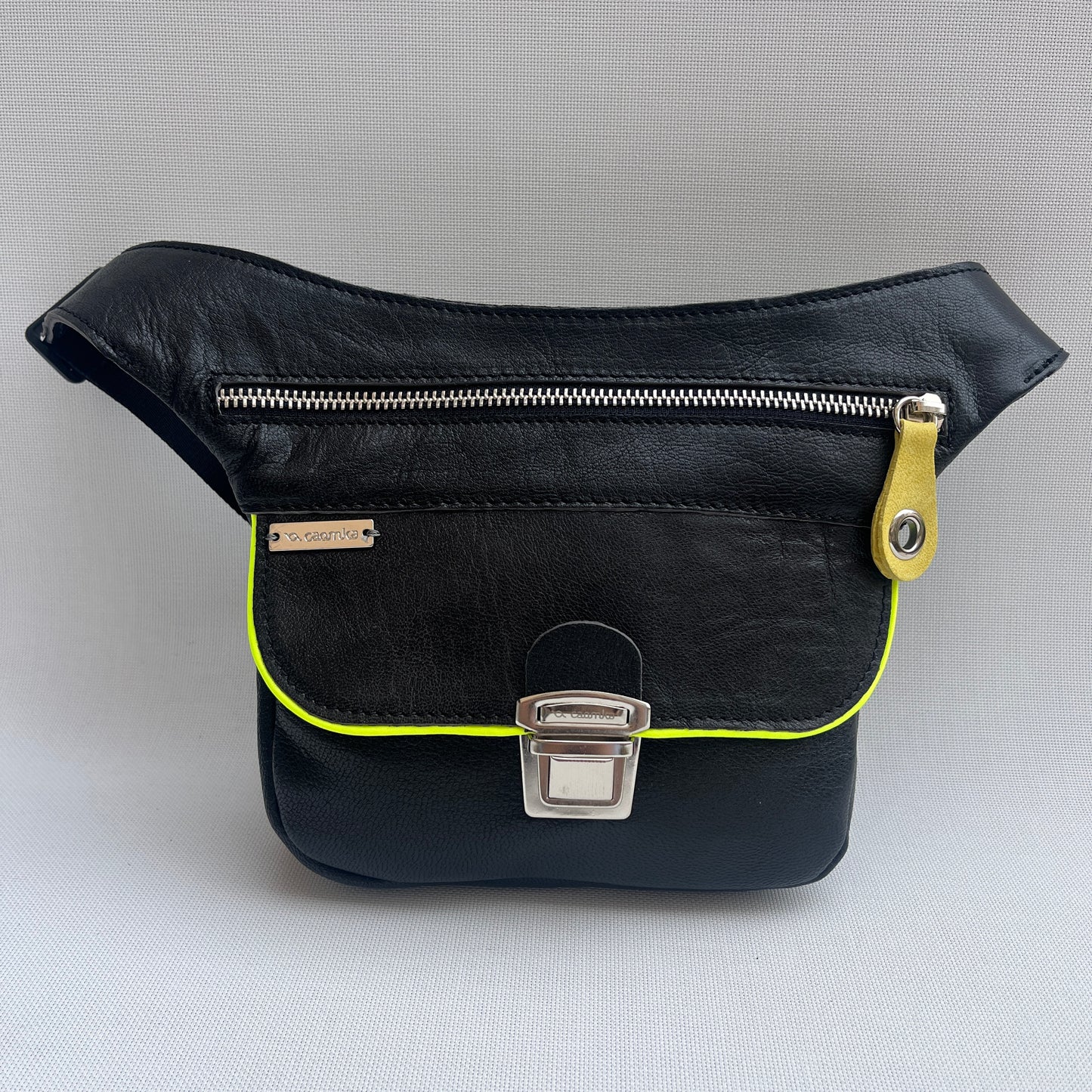 Mini Black &amp; Silver Natural BioCuir® Leather Exclusive Piece No. 11759