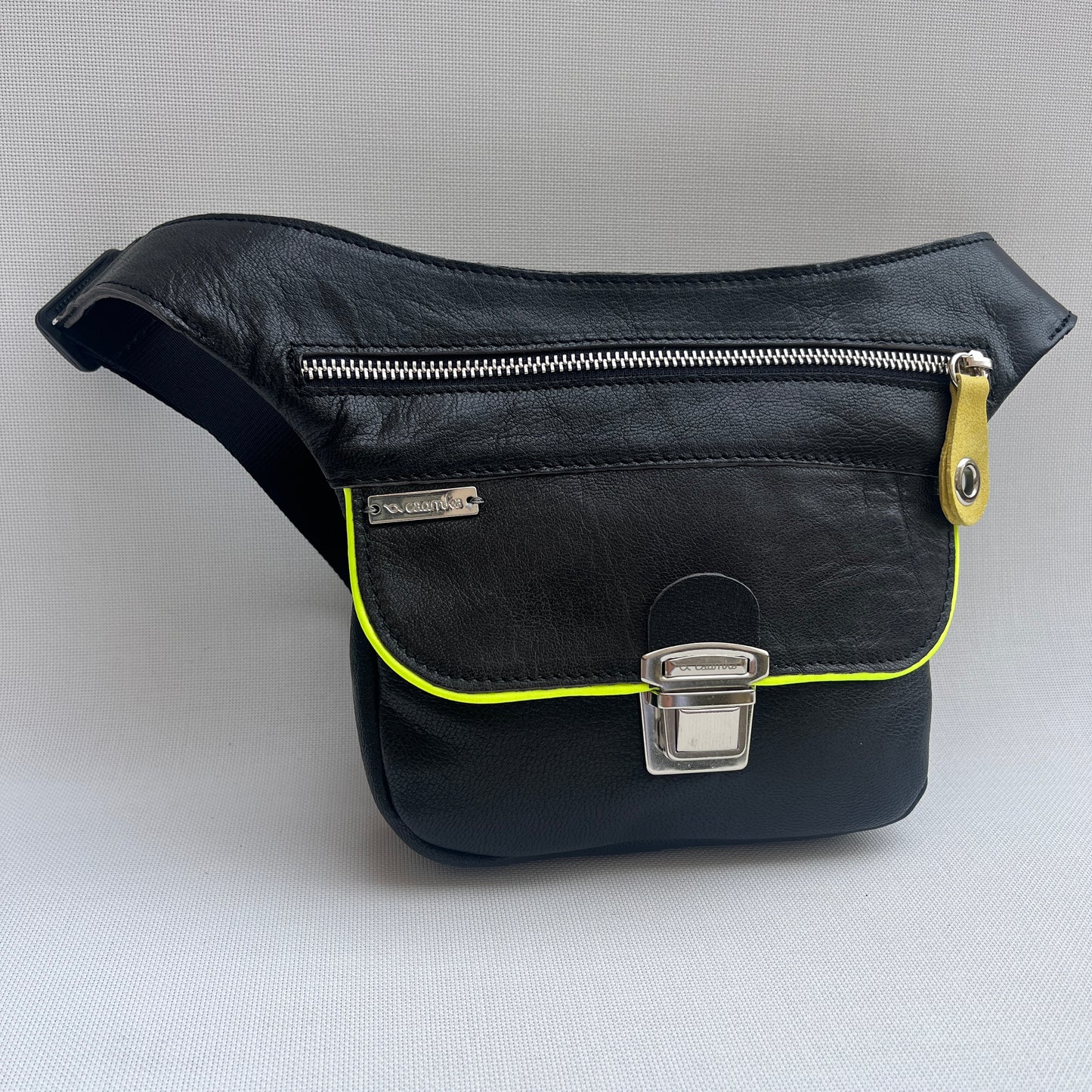 Mini Black &amp; Silver Natural BioCuir® Leather Exclusive Piece No. 11759