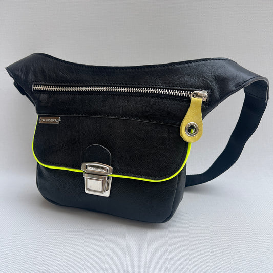 Mini Black &amp; Silver Natural BioCuir® Leather Exclusive Piece No. 11759