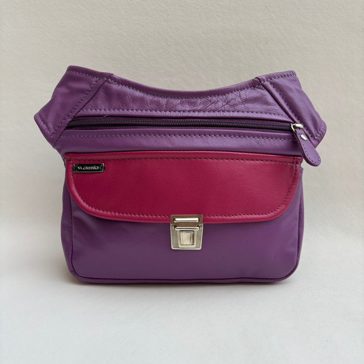 Riñonera Numa "Special Morado con Fúcsia” + Bolsillo trasero · Piel · Pieza Exclusiva Núm. 19491