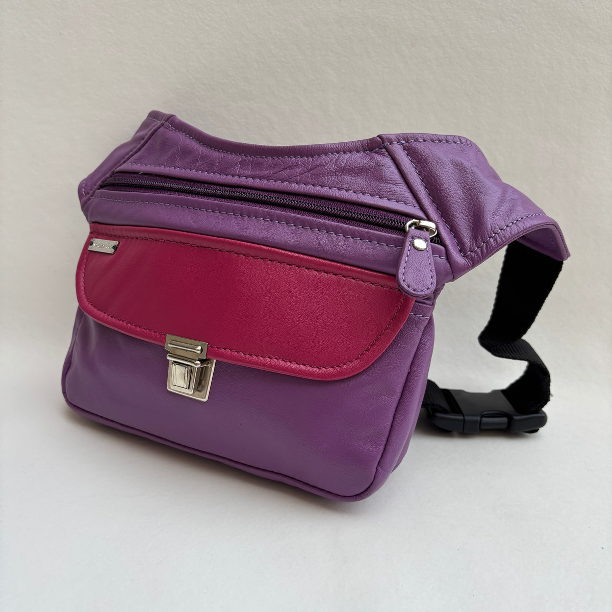 Riñonera Numa "Special Morado con Fúcsia” + Bolsillo trasero · Piel · Pieza Exclusiva Núm. 19491