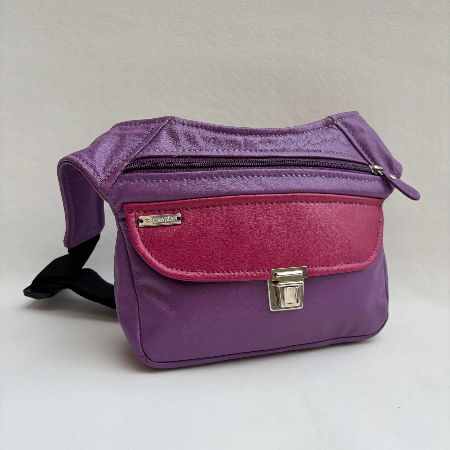 Riñonera Numa "Special Morado con Fúcsia” + Bolsillo trasero · Piel · Pieza Exclusiva Núm. 19491