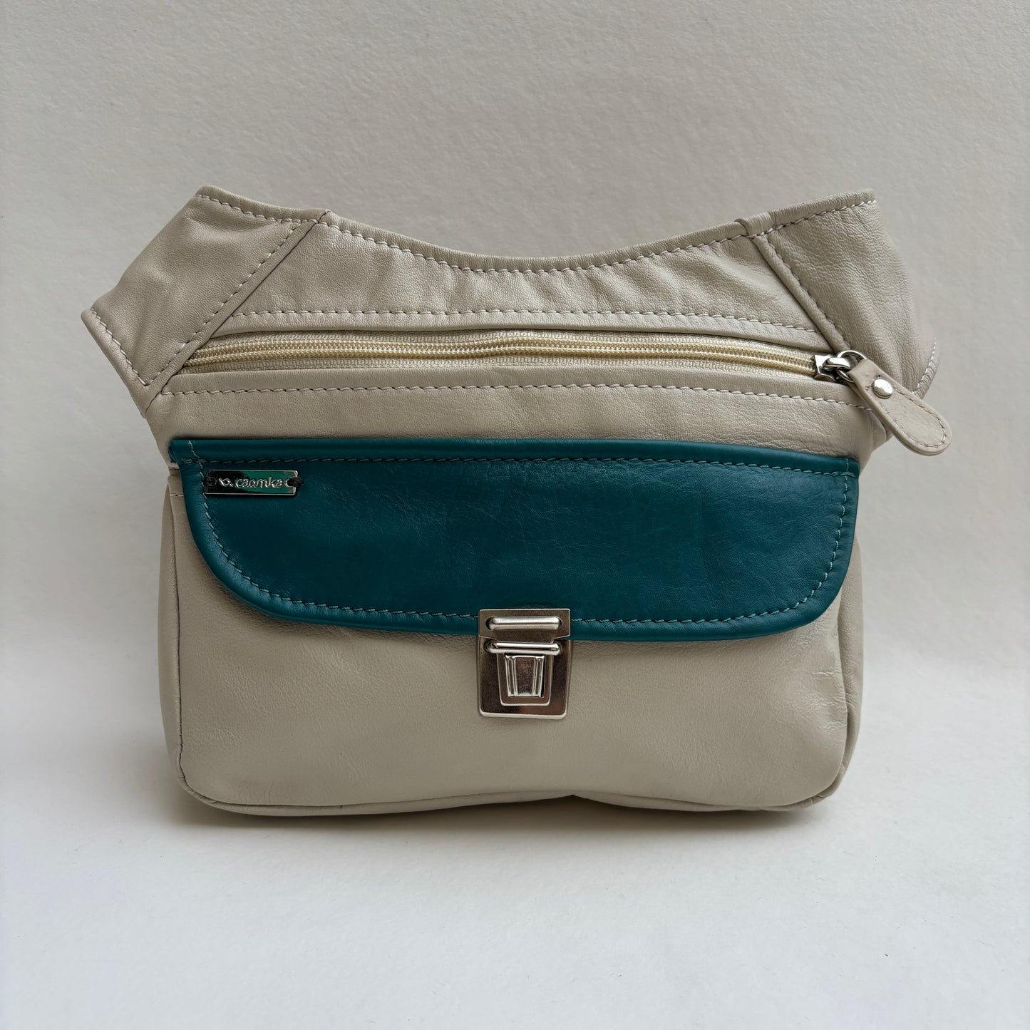 Riñonera Numa "Special Beige & Green” + Bolsillo trasero · Piel · Pieza Exclusiva Núm. 19489