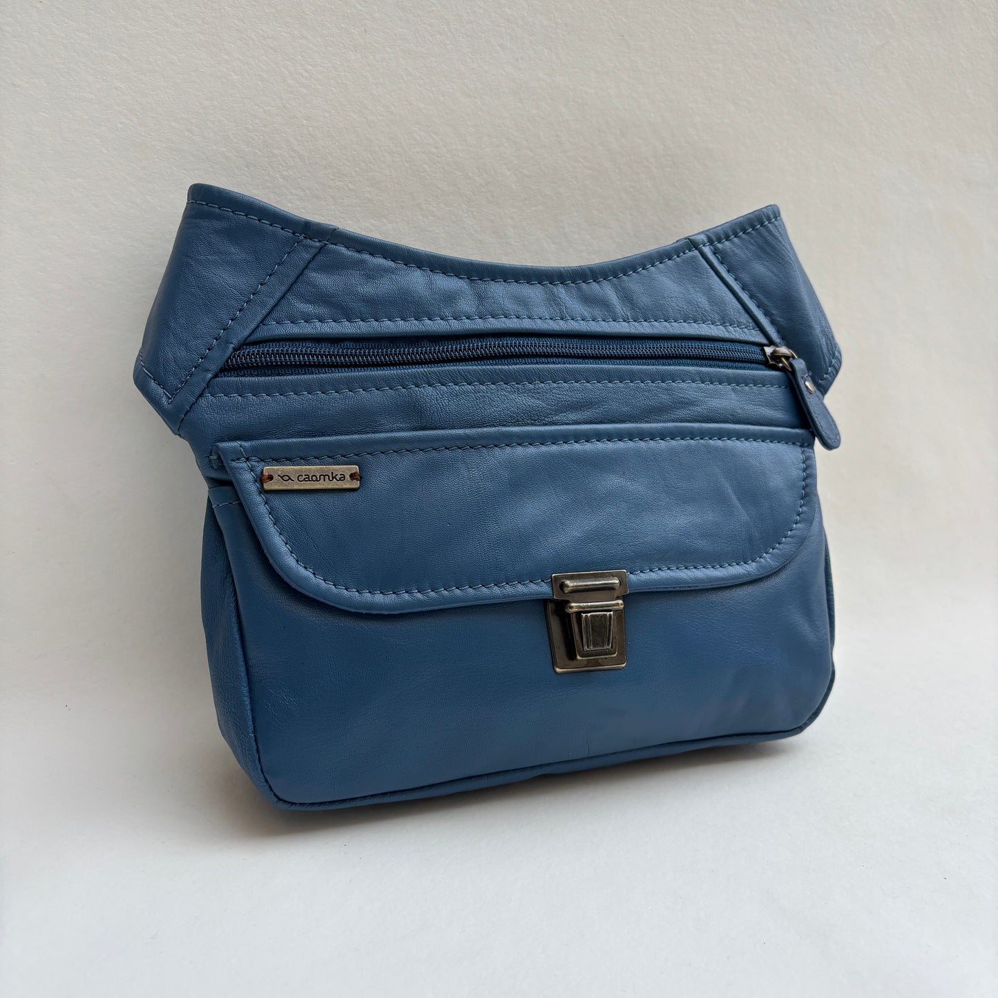Riñonera Numa "Classic Blue Lavender & Old Gold” + Bolsillo trasero · Piel · Pieza Exclusiva Núm. 19488
