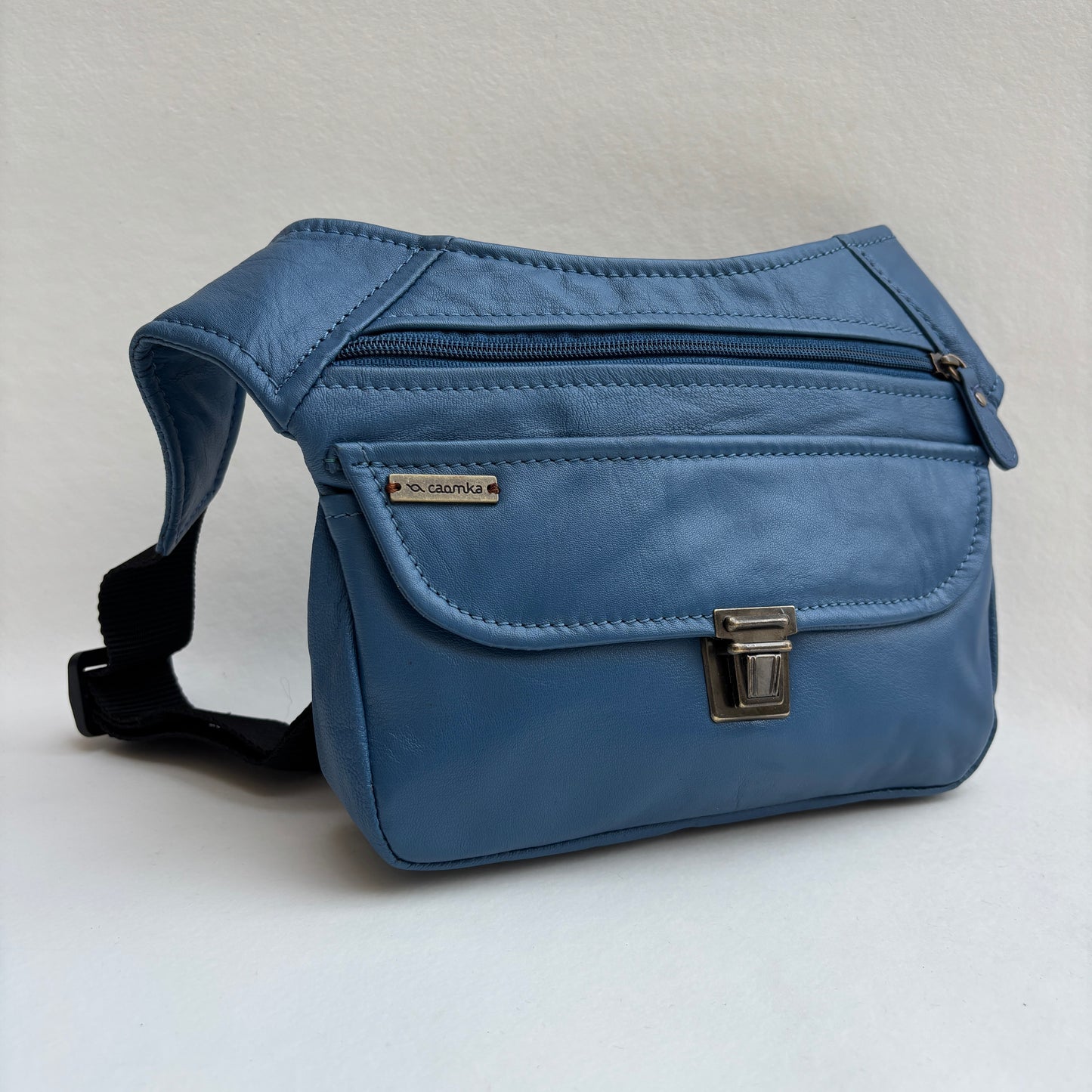 Riñonera Numa "Classic Blue Lavender & Old Gold” + Bolsillo trasero · Piel · Pieza Exclusiva Núm. 19488