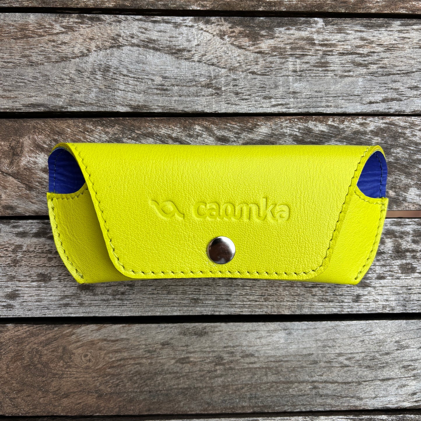 Estuche para gafas 100% de piel en color: "Limón" · Pieza exclusiva núm. 18589